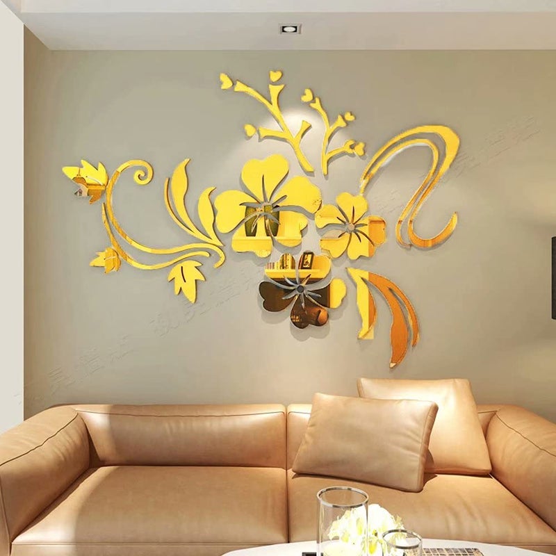 guangmu 3D Wall Sticker Floral Mirror - DIY Art Flower Decoration Stickers Lotus Decals Acrylic Mirror Wall Stickers Home Living Room Bathroom TV Background Decor Mural - Image 3
