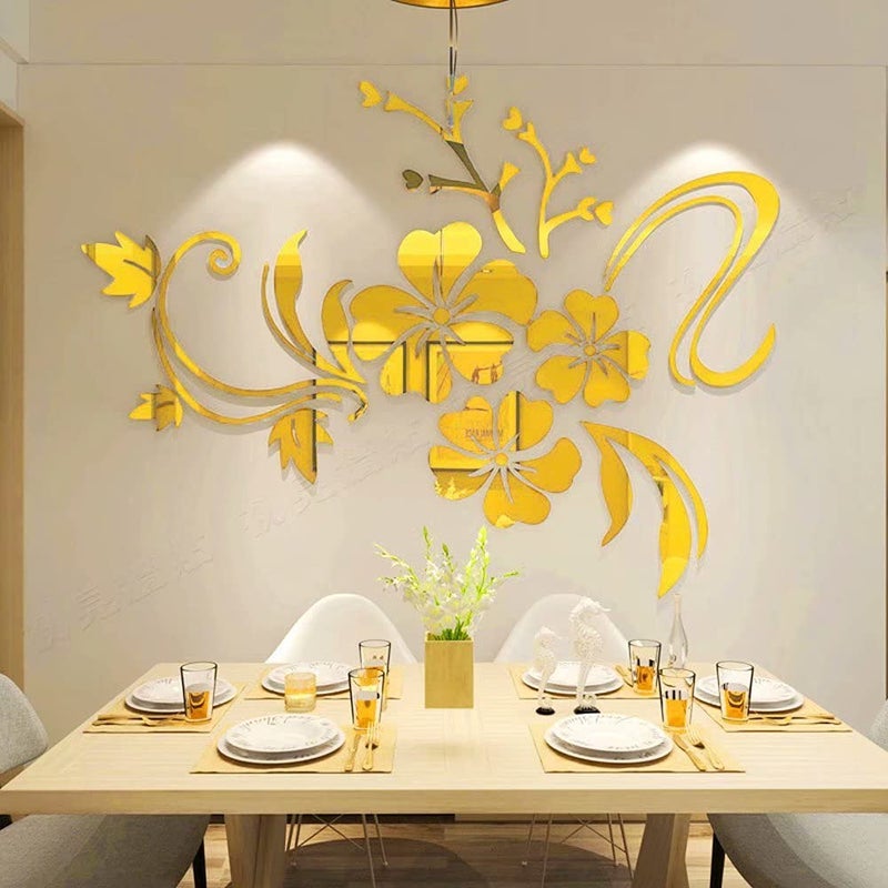 guangmu 3D Wall Sticker Floral Mirror - DIY Art Flower Decoration Stickers Lotus Decals Acrylic Mirror Wall Stickers Home Living Room Bathroom TV Background Decor Mural - Image 2