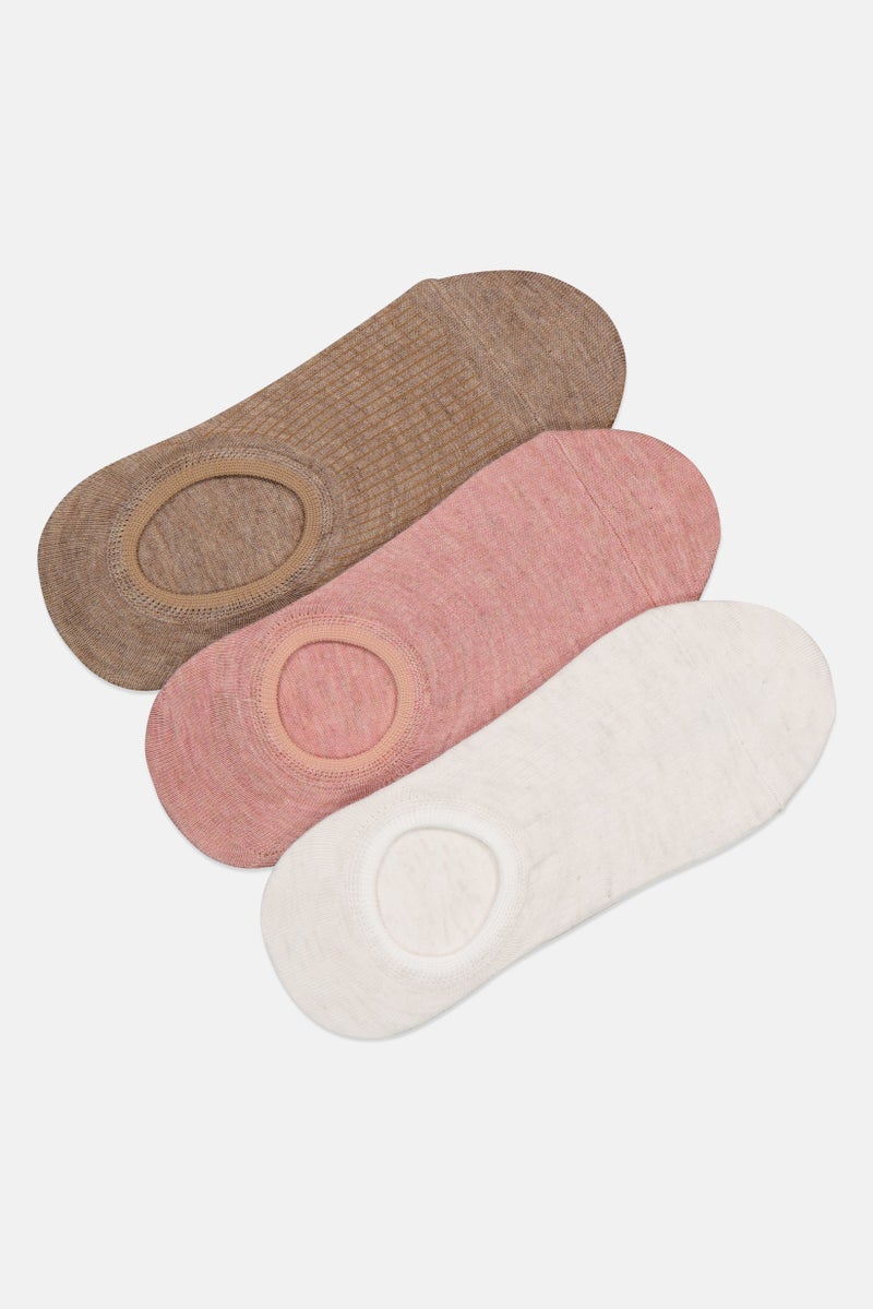 Lemon Women 3 Pairs Invisible Socks, Multicolor - Image 1