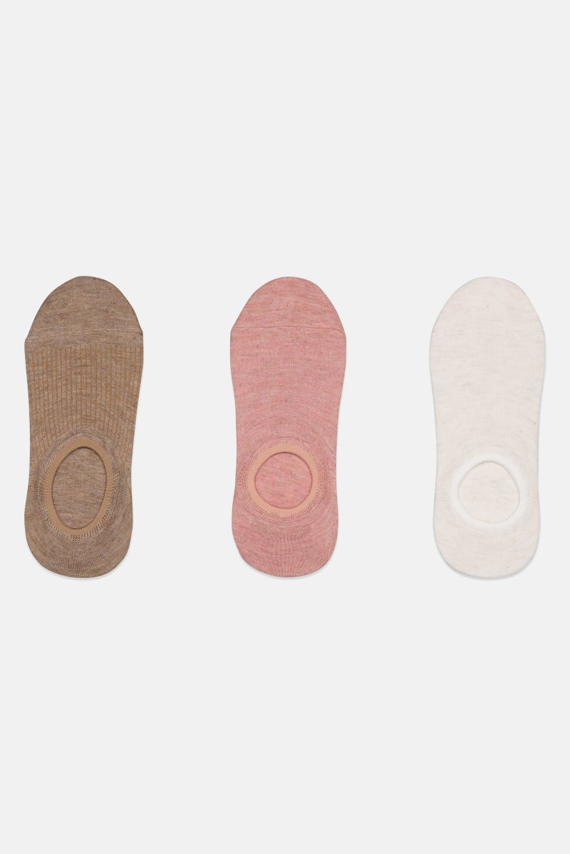 Lemon Women 3 Pairs Invisible Socks, Multicolor - Image 4