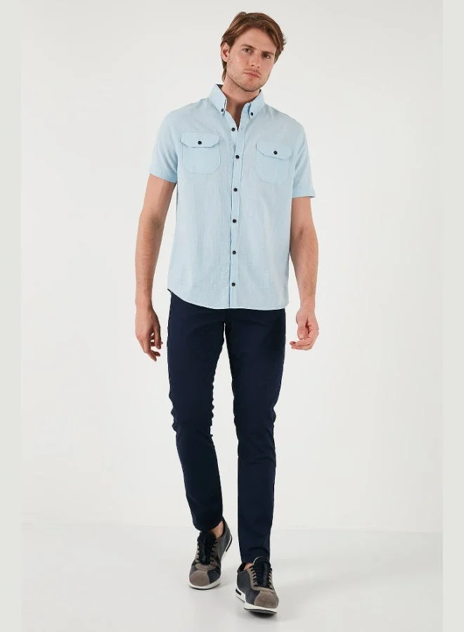 Buratti  Buratti Button-down Collar Cotton Slim Fit Pocket Shirt Men's SHIRT CF21S111153 for Men | Best Price UAE