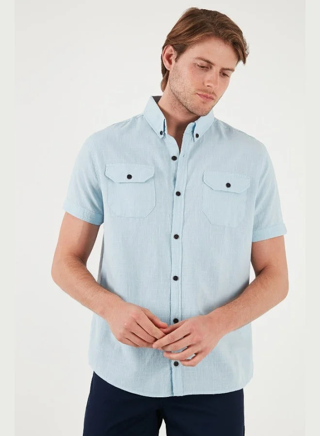 Buratti  Buratti Button-down Collar Cotton Slim Fit Pocket Shirt Men's SHIRT CF21S111153 for Men | Best Price UAE