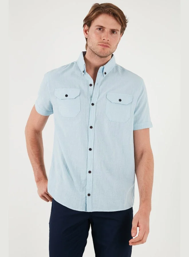 Buratti  Buratti Button-down Collar Cotton Slim Fit Pocket Shirt Men's SHIRT CF21S111153 for Men | Best Price UAE