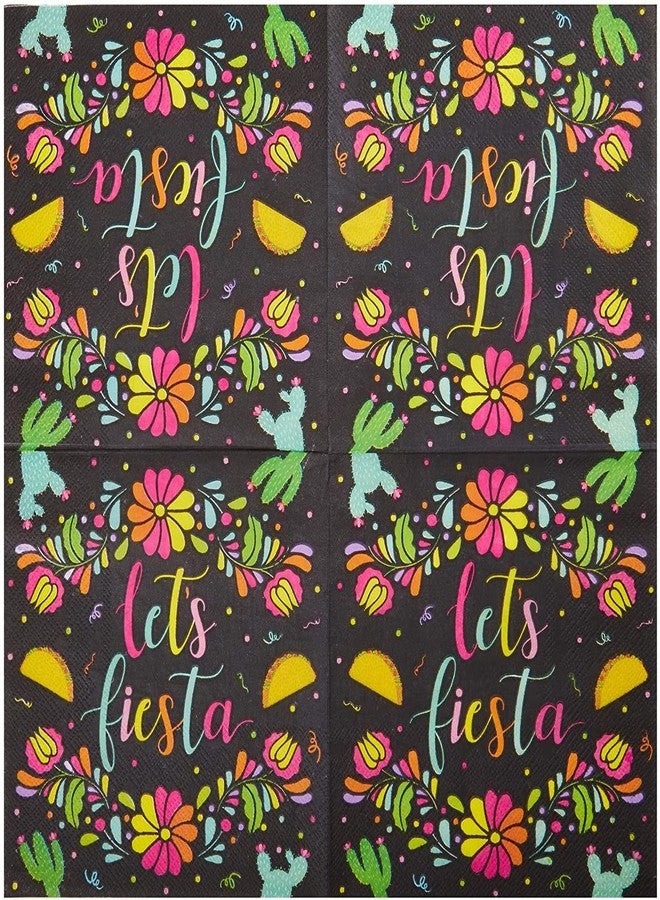 Sparkle and Bash Party Napkins - Taco Napkins & Fiesta Party Decor - Disposable Fiesta Dinner Supplies for Mexican Celebration - Pack of 100 - Black - 6.5 x 6.5 In - Image 4