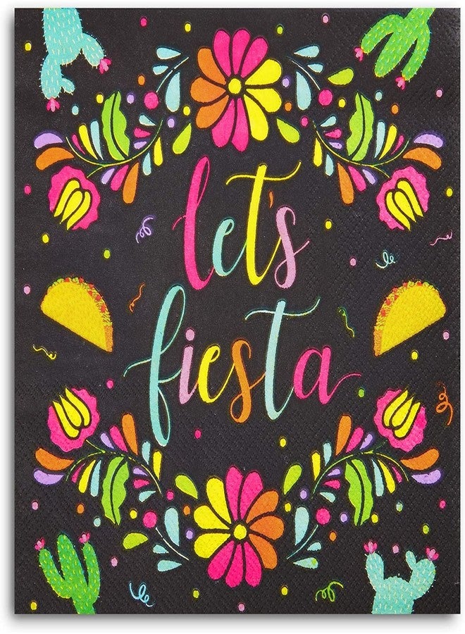 Sparkle and Bash Party Napkins - Taco Napkins & Fiesta Party Decor - Disposable Fiesta Dinner Supplies for Mexican Celebration - Pack of 100 - Black - 6.5 x 6.5 In - Image 1