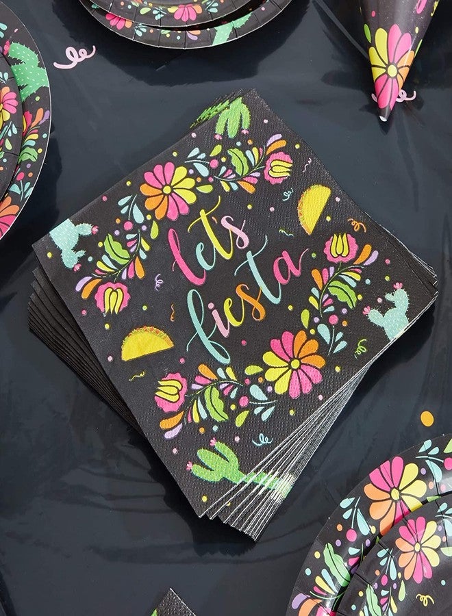 Sparkle and Bash Party Napkins - Taco Napkins & Fiesta Party Decor - Disposable Fiesta Dinner Supplies for Mexican Celebration - Pack of 100 - Black - 6.5 x 6.5 In - Image 2