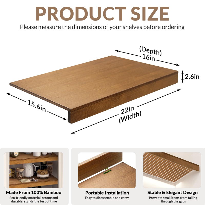 Gashell Wire Shelf Covers, Bamboo Wire Rack Covers for Pantry, Closet (4pcs, 22" W x 16" D) - Image 2