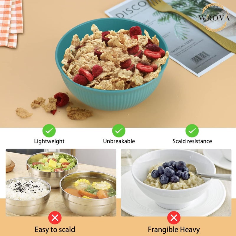 Wrova Wheat Straw Bowl Sets8 PCS Unbreakable Cereal Bowl 26 OZMicrowave and Dishwasher Safe BowlsAlternative Plastic Bowls for ApartmentDormCampingRVParty Spring Series - Image 4
