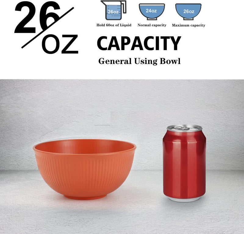 Wrova Wheat Straw Bowl Sets8 PCS Unbreakable Cereal Bowl 26 OZMicrowave and Dishwasher Safe BowlsAlternative Plastic Bowls for ApartmentDormCampingRVParty Spring Series - Image 3