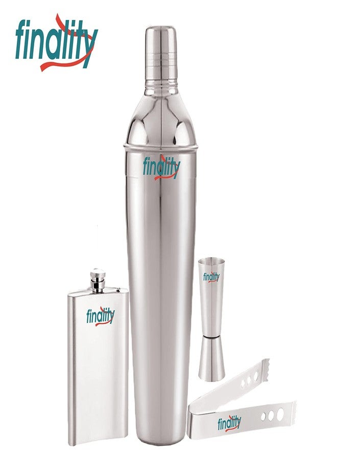 FINALITY Bar Accessories Set Including Cocktail Shaker, Peg Measure, Ice Tong, Hip Flask 8 Oz. - Pack of 4 - Image 2