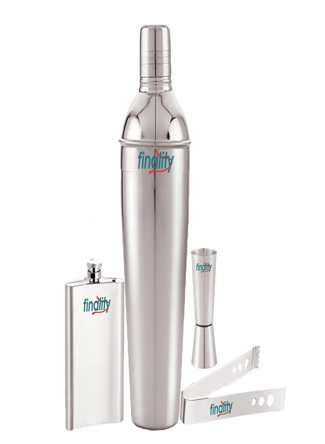 FINALITY Bar Accessories Set Including Cocktail Shaker, Peg Measure, Ice Tong, Hip Flask 8 Oz. - Pack of 4 - Image 1
