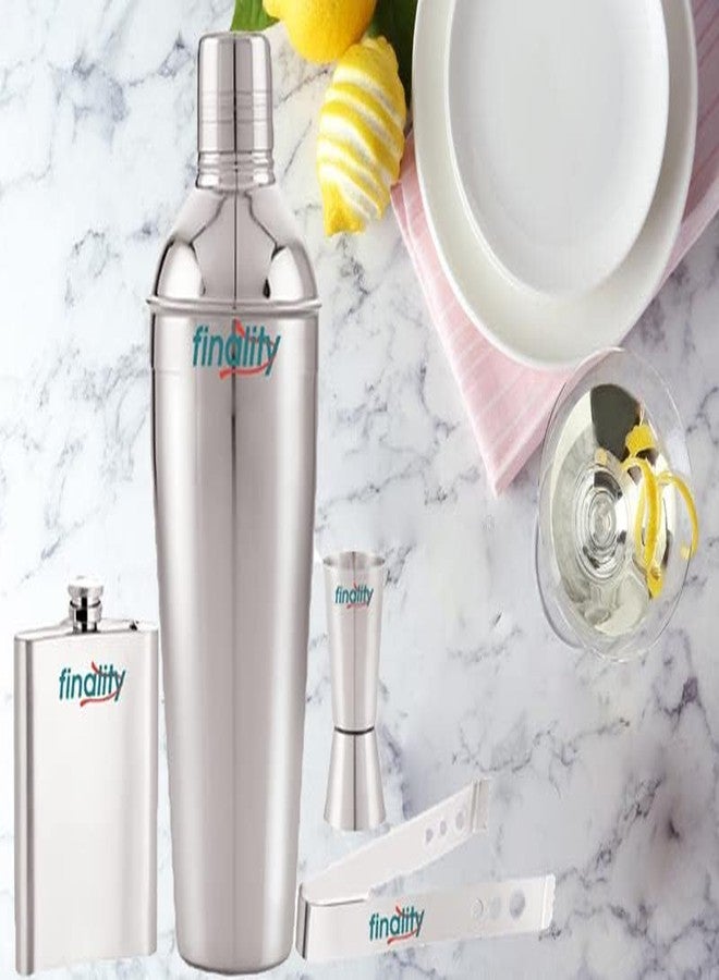 FINALITY Bar Accessories Set Including Cocktail Shaker, Peg Measure, Ice Tong, Hip Flask 8 Oz. - Pack of 4 - Image 3
