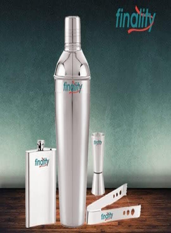 FINALITY Bar Accessories Set Including Cocktail Shaker, Peg Measure, Ice Tong, Hip Flask 8 Oz. - Pack of 4 - Image 4