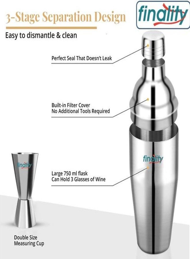 FINALITY Bar Accessories Set Including Cocktail Shaker, Peg Measure, Ice Tong, Hip Flask 8 Oz. - Pack of 4 - Image 5