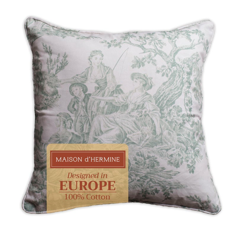 Maison d' Hermine Decorative Pillow Covers 18 x 18 Inch Square 100% Cotton Throw Pillow Covers with Invisible Zipper for Living Room Couch, Chair, Sofas, Bedroom, Home (The Miller - Antique Green) - Image 1