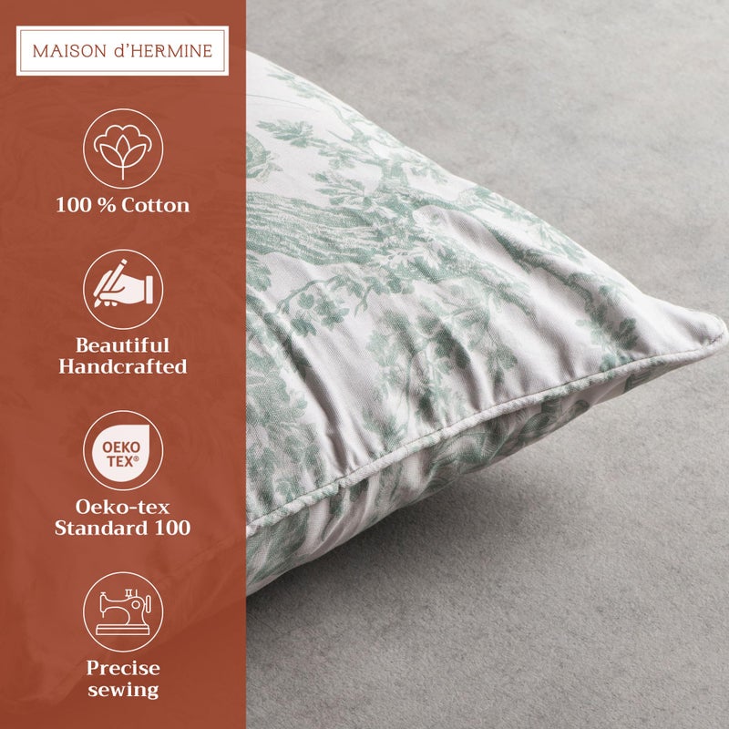 Maison d' Hermine Decorative Pillow Covers 18 x 18 Inch Square 100% Cotton Throw Pillow Covers with Invisible Zipper for Living Room Couch, Chair, Sofas, Bedroom, Home (The Miller - Antique Green) - Image 2