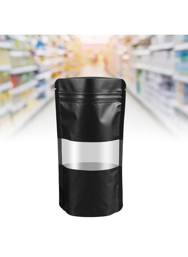 Thoraya 50PCS Plastic Food Storage Bag with Window Stand Up Zipper Lock Sealing Packaging Pouches Black Matte 10x15+3cm  - Image 4