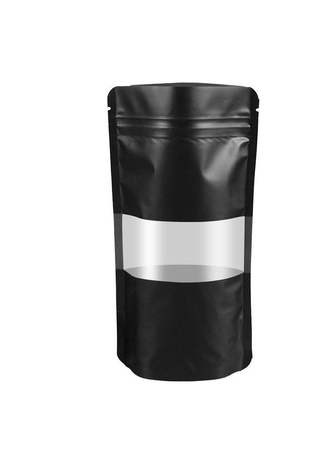 Thoraya 50PCS Plastic Food Storage Bag with Window Stand Up Zipper Lock Sealing Packaging Pouches Black Matte 10x15+3cm  - Image 1