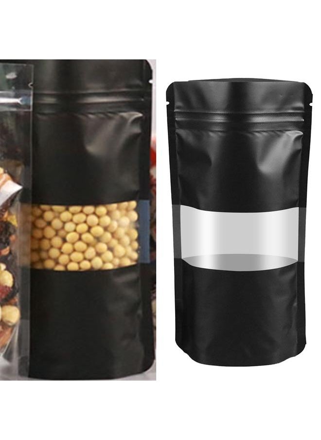 Thoraya 50PCS Plastic Food Storage Bag with Window Stand Up Zipper Lock Sealing Packaging Pouches Black Matte 10x15+3cm  - Image 3