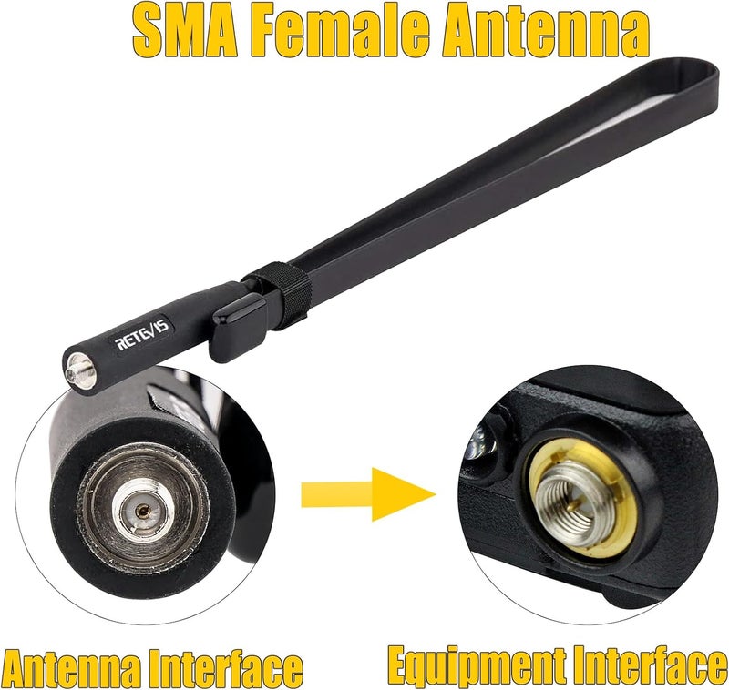 Retevis Ham Radio Antenna, 29-inch VHF/UHF SMA-Female Foldable CS Tactical Antenna, VSWR Less Than 1.5, Compatible with BaofengUV-5R BF-F8HP PRO AR-5RM BF-888S RT29 RT86 C2 RA79(1Pack) - Image 4