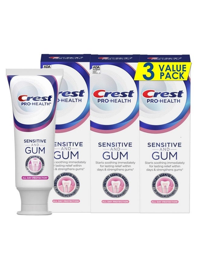 Crest Crest Pro-Health Gum and Sensitivity, Sensitive Toothpaste, All Day Protection, 3.7 oz, Pack of 3  - Image 1