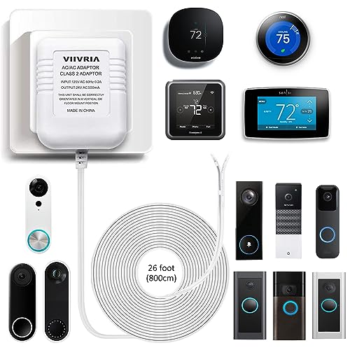 VIIVRIA AC 24 Volt Transformer, C Wire Adapter, Compatible with All Versions of Ring Doorbell and Thermostat for Ecobee,Sensi and Honeywell, 315" Long Cable - Image 2