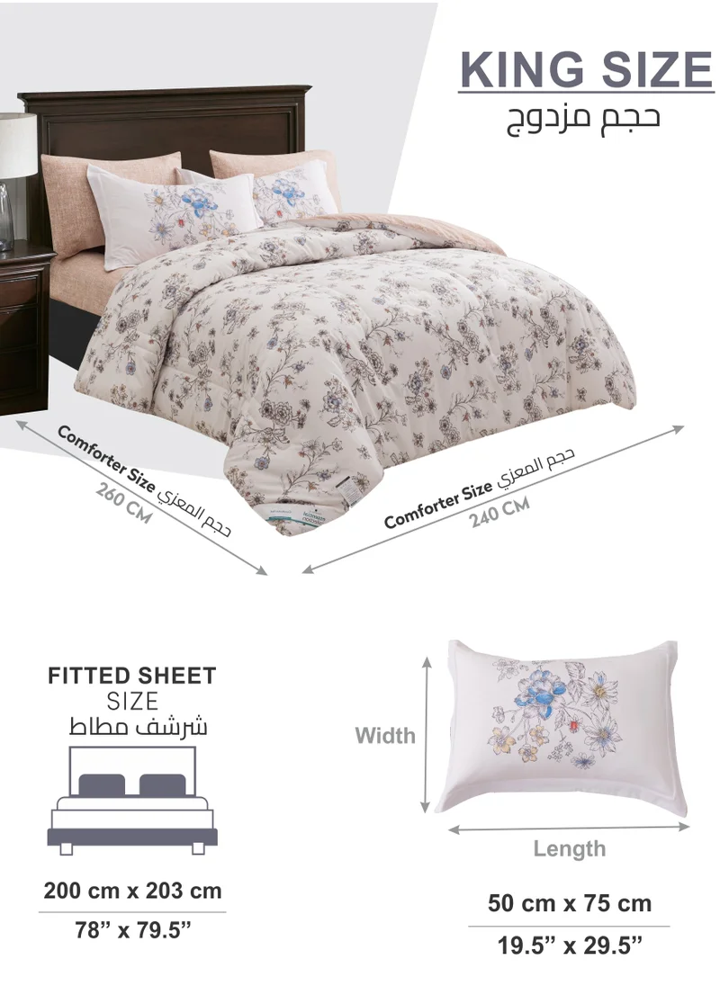 Donetella Printed Comforter Set 6-Pcs King Size All Season Decorated Reversible Double Bed Comforter Set Fits (200 X 200 Cm)With Super-Soft Down Alterntaive Filing,Fantasy