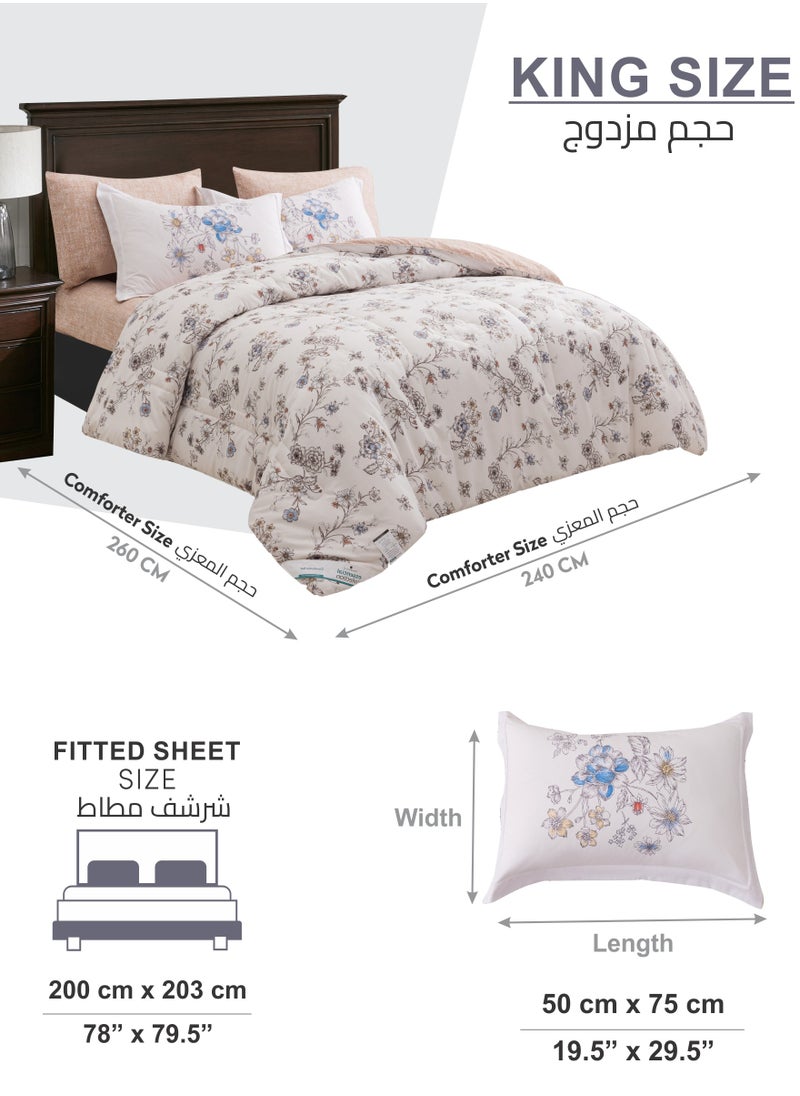 Donetella - Printed Comforter Set 6-Pcs King Size All Season Decorated Reversible Double Bed Comforter Set Fits (200 X 200 Cm)With Super-Soft Down Alterntaive Filing,Fantasy - Image 1