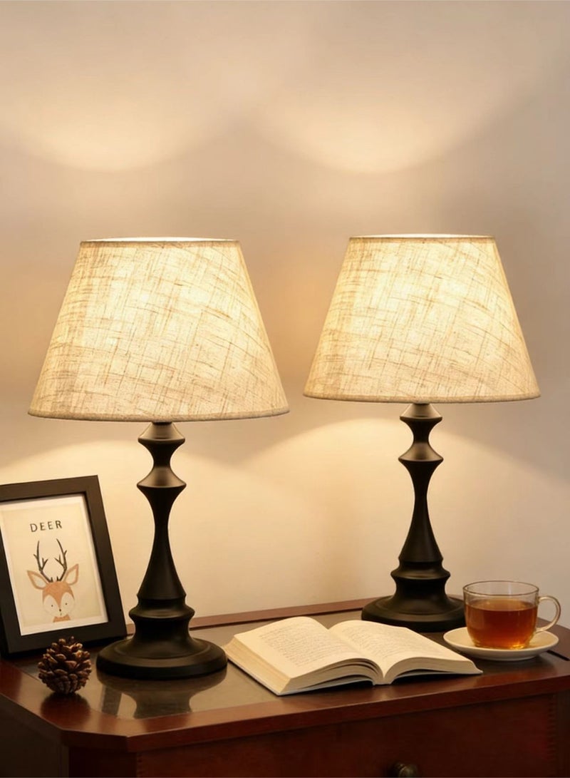 Monda 2-Piece Table Lamp, Simple Table Lamp, Bedside Table Lamp, Night Light, Creative Bedroom Bedside Lamp with Fabric Lampshade, Suitable for Bedrooms, Living Rooms, Offices, Children's Rooms, And Dormitories. - Image 1