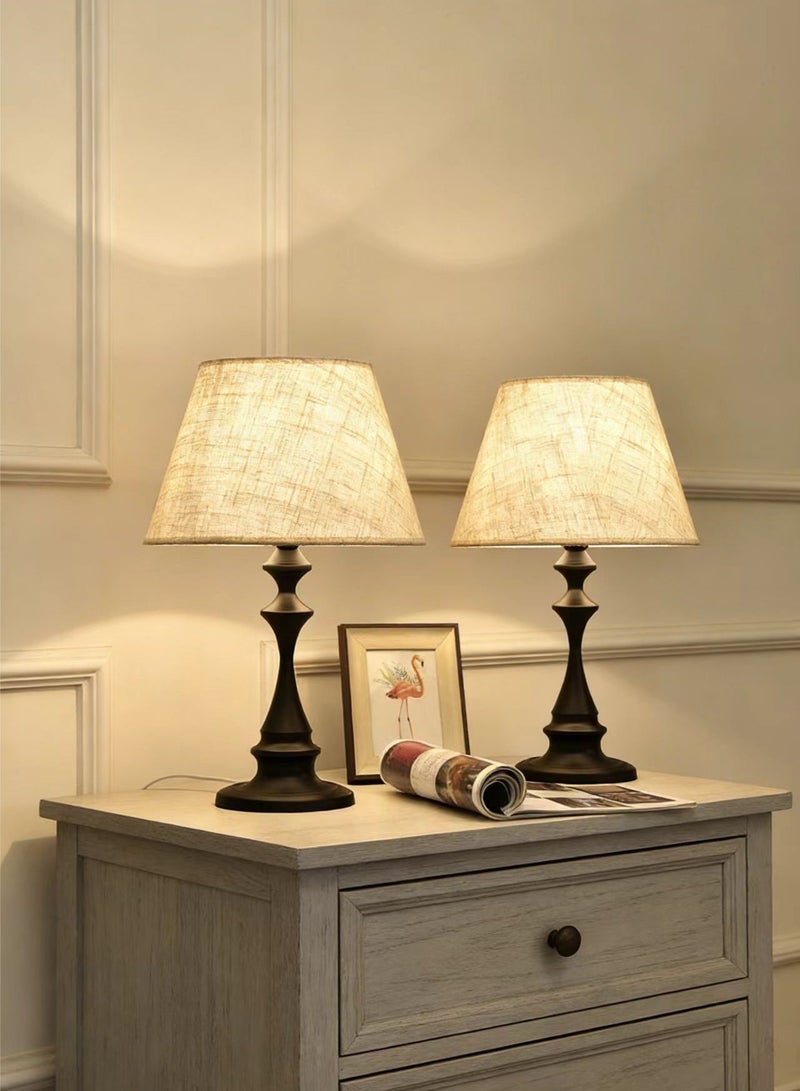 Monda 2-Piece Table Lamp, Simple Table Lamp, Bedside Table Lamp, Night Light, Creative Bedroom Bedside Lamp with Fabric Lampshade, Suitable for Bedrooms, Living Rooms, Offices, Children's Rooms, And Dormitories. - Image 5