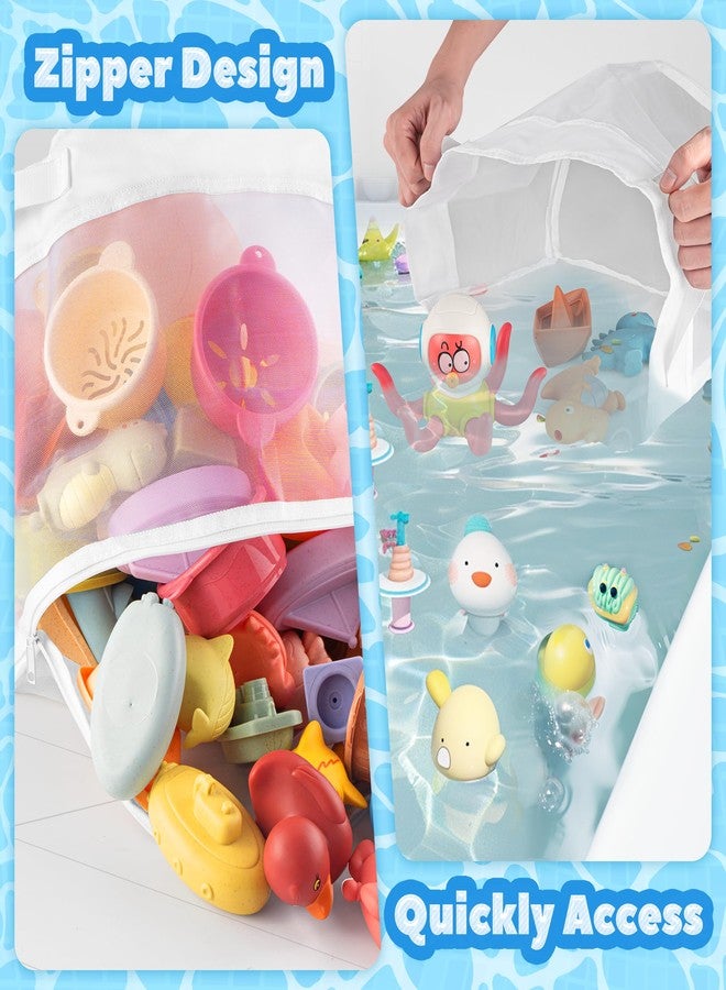 UNEEDE Bath Toy Organizer,1.55 Gallons Bathtub Toy Storage Organizer,Quick Access Bath Toy Holder For Bathtub,Baby Organizer And Storage,Quick Dry Baby Bath Toy Storage For Tub,Mesh Shower Caddy White - Image 3