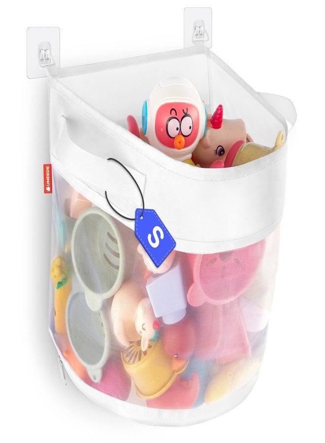 UNEEDE Bath Toy Organizer,1.55 Gallons Bathtub Toy Storage Organizer,Quick Access Bath Toy Holder For Bathtub,Baby Organizer And Storage,Quick Dry Baby Bath Toy Storage For Tub,Mesh Shower Caddy White - Image 1