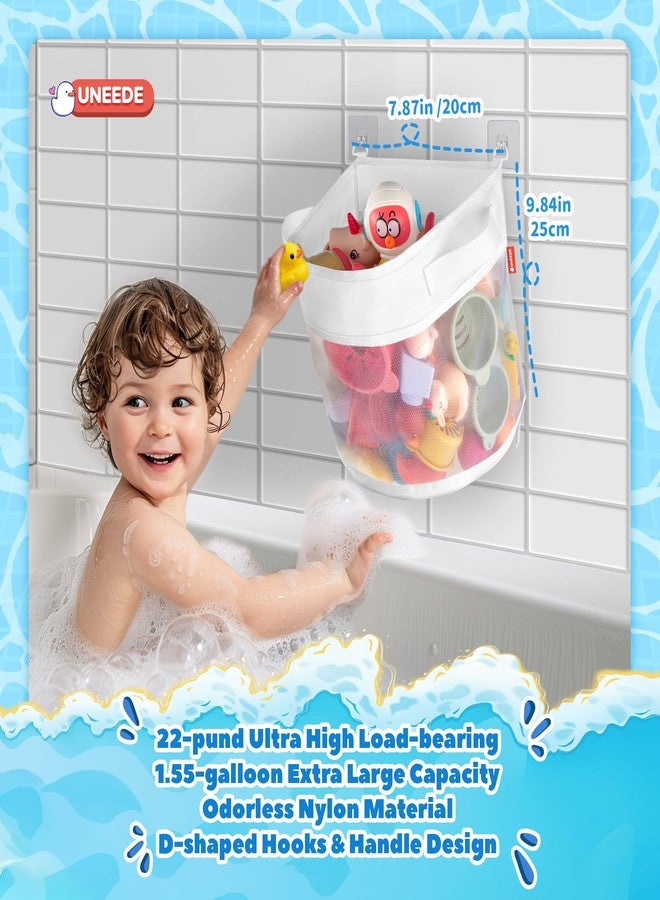 UNEEDE Bath Toy Organizer,1.55 Gallons Bathtub Toy Storage Organizer,Quick Access Bath Toy Holder For Bathtub,Baby Organizer And Storage,Quick Dry Baby Bath Toy Storage For Tub,Mesh Shower Caddy White - Image 5