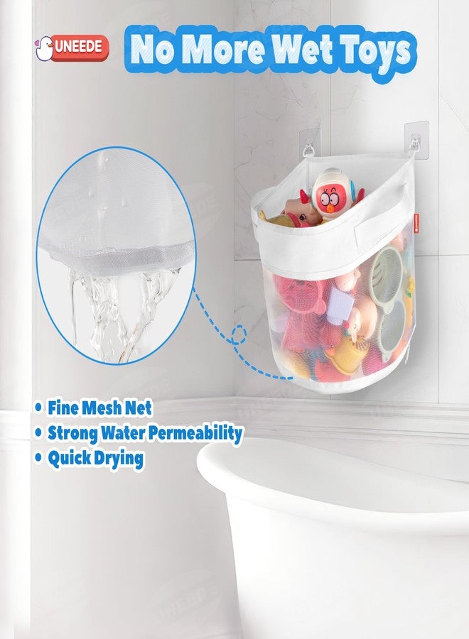 UNEEDE Bath Toy Organizer,1.55 Gallons Bathtub Toy Storage Organizer,Quick Access Bath Toy Holder For Bathtub,Baby Organizer And Storage,Quick Dry Baby Bath Toy Storage For Tub,Mesh Shower Caddy White - Image 4