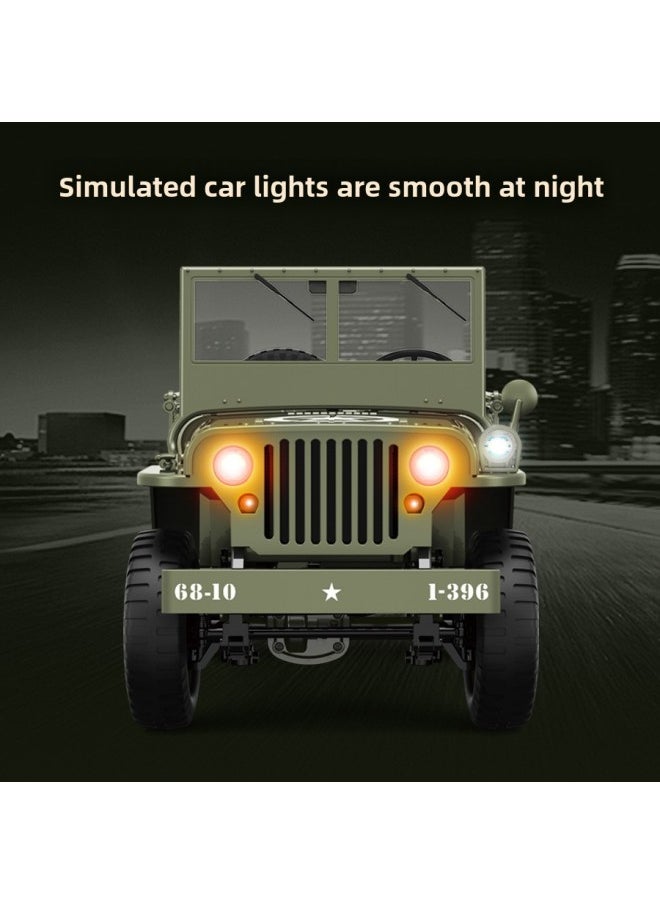 JJRC C8815 Full Scale 1:10 Simulation Jeep Model Toy Four-wheel Drive RC Off-road Remote Control Car-Color:Army Green-high Configuration