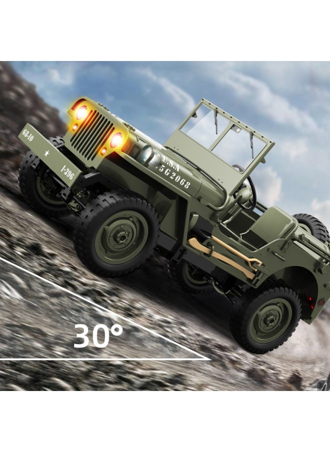 JJRC C8815 Full Scale 1:10 Simulation Jeep Model Toy Four-wheel Drive RC Off-road Remote Control Car-Color:Army Green-high Configuration