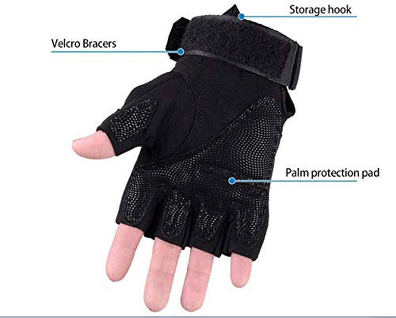Aadikart Biking Gloves Men Boys Girls Cycling Exercise Half Finger Fingerless Gloves Child Motor Bike Riding Anti-Slip Weight Lifting Bike Workout Climbing Bicycle Gym Skate Gloves (Black) - Image 3