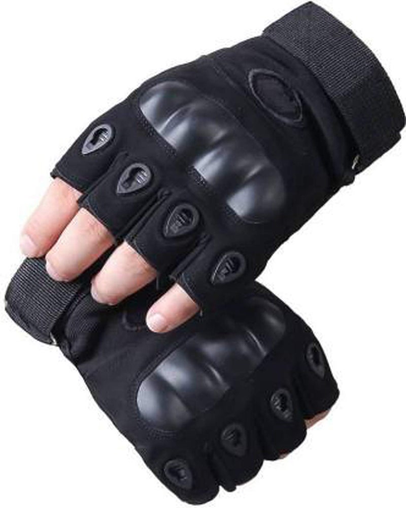 Aadikart Biking Gloves Men Boys Girls Cycling Exercise Half Finger Fingerless Gloves Child Motor Bike Riding Anti-Slip Weight Lifting Bike Workout Climbing Bicycle Gym Skate Gloves (Black) - Image 1
