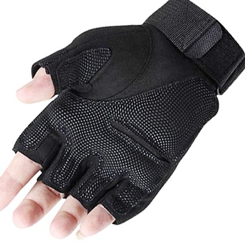 Aadikart Biking Gloves Men Boys Girls Cycling Exercise Half Finger Fingerless Gloves Child Motor Bike Riding Anti-Slip Weight Lifting Bike Workout Climbing Bicycle Gym Skate Gloves (Black) - Image 5
