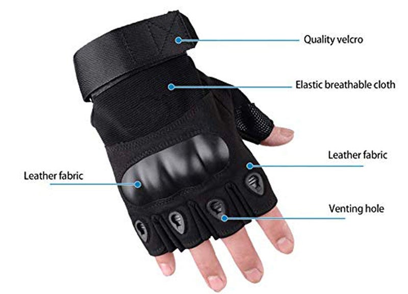 Aadikart Biking Gloves Men Boys Girls Cycling Exercise Half Finger Fingerless Gloves Child Motor Bike Riding Anti-Slip Weight Lifting Bike Workout Climbing Bicycle Gym Skate Gloves (Black) - Image 4