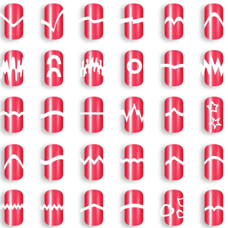 Onwon 1275 Pieces 49 Patterns Designs Nail Art Stencils French TIp Guides, Self-Adhesive Manicure Art Stickers Form Fringe Guides Vinyl, 36 Sheets - Image 2