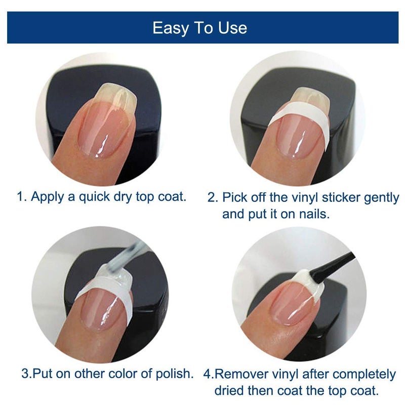 Onwon 1275 Pieces 49 Patterns Designs Nail Art Stencils French TIp Guides, Self-Adhesive Manicure Art Stickers Form Fringe Guides Vinyl, 36 Sheets - Image 4