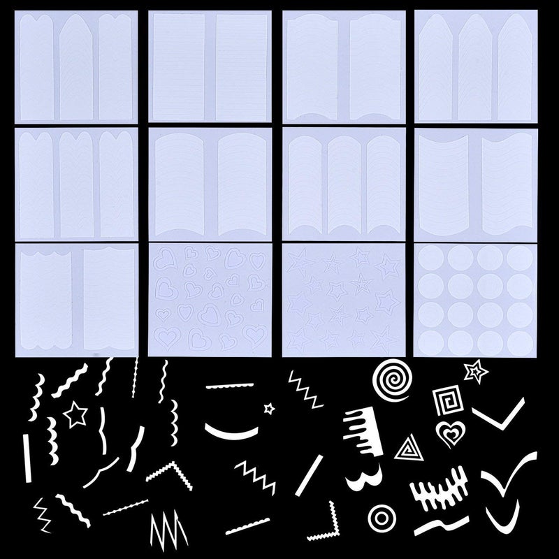 Onwon 1275 Pieces 49 Patterns Designs Nail Art Stencils French TIp Guides, Self-Adhesive Manicure Art Stickers Form Fringe Guides Vinyl, 36 Sheets - Image 5