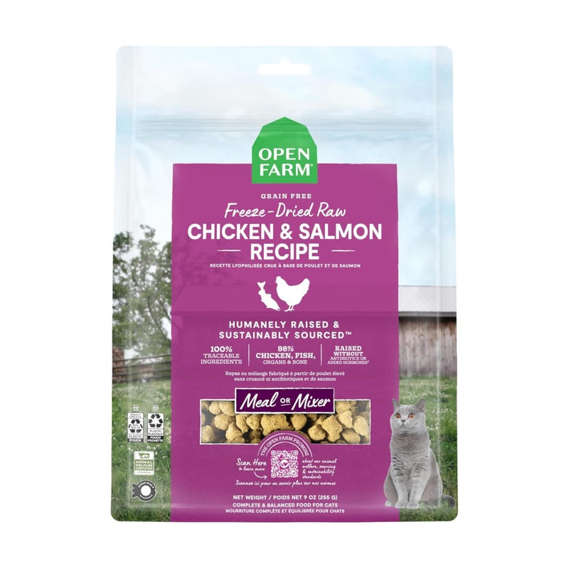 Open Farm Chicken Salmon Recipe Freeze Dried Raw Morsels for Cats 35oz - Image 2