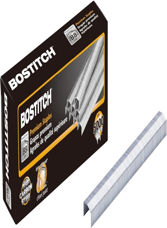 بوستيتش دبابيس مكتبية من نوع Bostitch B8 PowerCrown مقاس 0.25 بوصة، عبوة من 5000 دبوس (STCRP21151/4)، فضي (عبوة من قطعتين) - Image 2