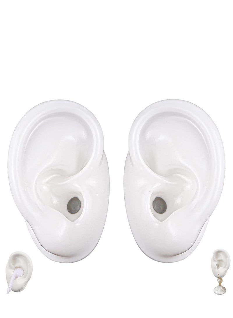 SYOSI Silicone Ear Model Left and Right Soft Flexible Model Fake Ear Piercing Practice Realistic Silicone Ear Model for Acupuncture Practice and Teaching Instructions 2 Pack - Image 1