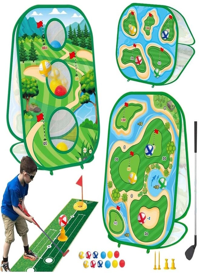THE GAME FACTORY - Sticky Golf Club Games Set for Indoor Play – 4-in-1 Golf Toy with Chipping Net, Sticky Ball Targets, and Putting Practice Mat – Fun Sports Game for Kids & Adults - Kids Golf Set - Image 1