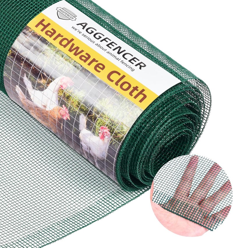 AggFencer 24in x 25ft Green Hardware Cloth 1/8 inch 27Ga PVC Coated Wire Mesh Vinyl Coated Galvanized Wire Mesh Screen Roll, Welded Metal Chicken Wire Fencing, for Garden Plant Fencing Bee Screen - Image 1