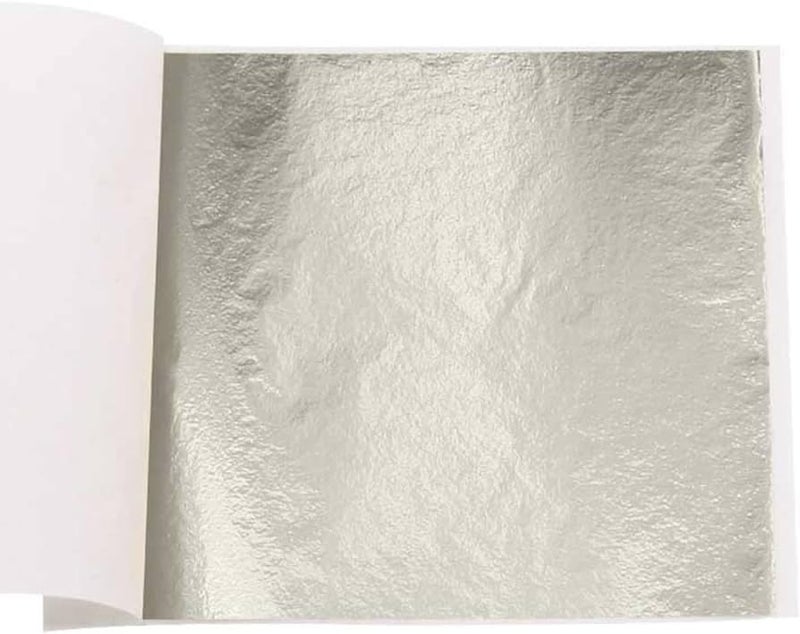 A.K GOLD LEAF AK Gold Leaf Sheets 100 Sheet 14 by 14cm Gilding A Silver Foil for Gilding Resin Art Decoration Crafting Paintings Arts Crafts Nail DecoFurniture Size 55 55 inches Silver - Image 3