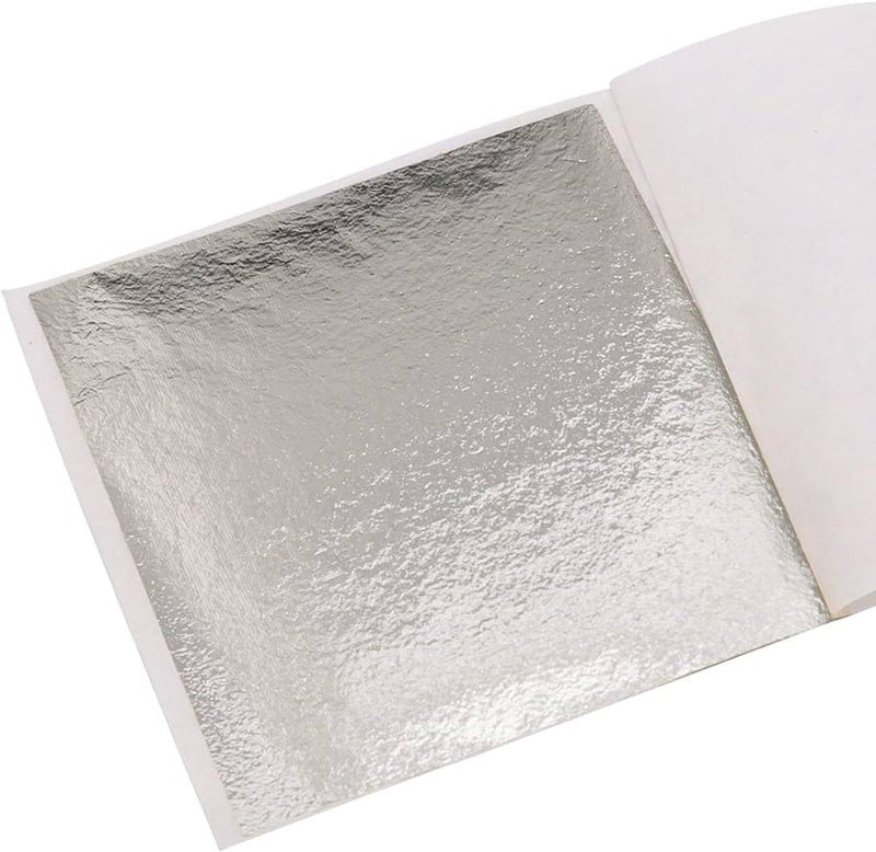 A.K GOLD LEAF AK Gold Leaf Sheets 100 Sheet 14 by 14cm Gilding A Silver Foil for Gilding Resin Art Decoration Crafting Paintings Arts Crafts Nail DecoFurniture Size 55 55 inches Silver - Image 1